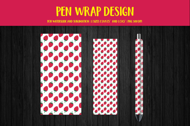 Strawberry Pen Wrap Sublimation or Waterslide Design PNG Sublimation LaBelezoka 