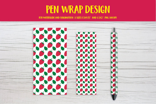 Strawberry Pen Wrap Sublimation or Waterslide Design PNG Sublimation LaBelezoka 