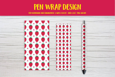 Strawberry Pen Wrap Sublimation or Waterslide Design PNG Sublimation LaBelezoka 
