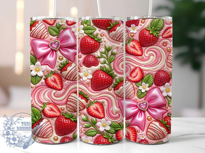 Strawberry Pink Bow 20oz Tumbler, Strawberry Pink Bow, Pink Strawberry Bow, Strawberry Bow PNG, Pink Bow Tumbler, Strawberry Tumbler, Pink Bow PNG, 20oz Tumbler Wrap Sublimation ToriDesigns 