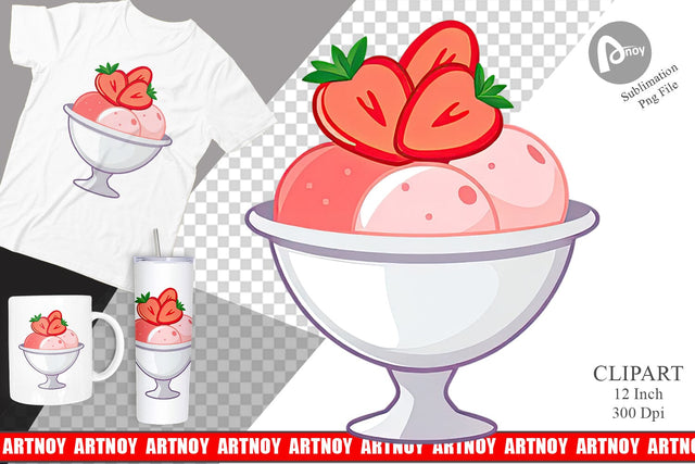 Strawberry Scoop Clipart Sublimation artnoy 