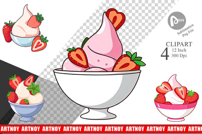 Strawberry Scoop Clipart Sublimation artnoy 