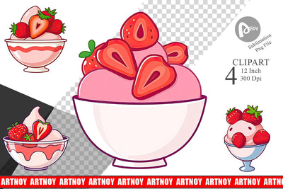 Strawberry Scoop Clipart Sublimation artnoy 