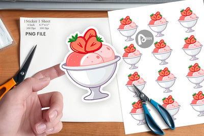 Strawberry Scoop Sticker Sublimation artnoy 