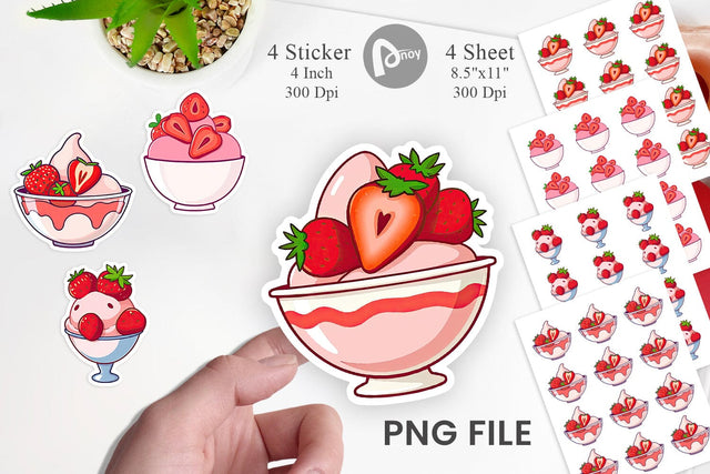 Strawberry Scoop Sticker Sublimation artnoy 