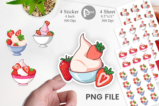 Strawberry Scoop Sticker Sublimation artnoy 