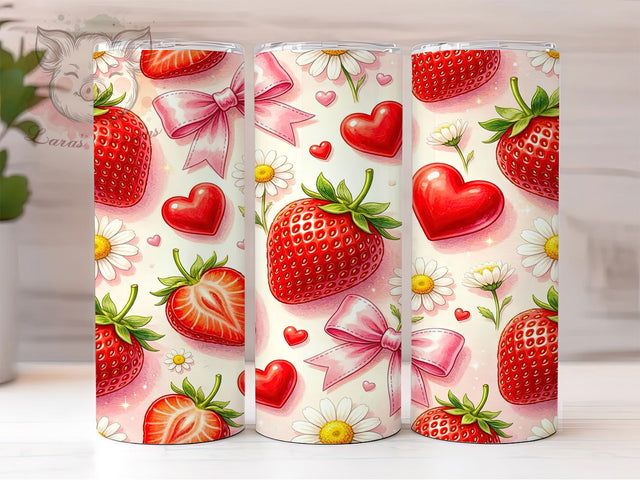 Strawberry Seamless Charming 20oz Tumbler, Sweet Design, Fruit Theme, Seamless Wrap, Charming Style, 20oz Tumbler Wrap, Sublimation PNG Sublimation Lara' s Designs 