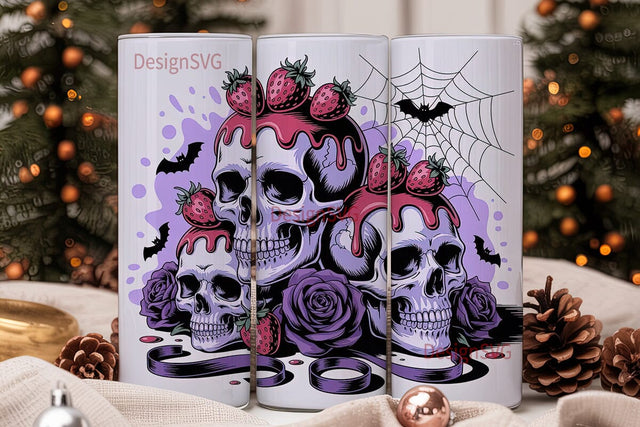 Strawberry Skull Goth 20oz Tumbler Wrap Sublimation DesignSVG 