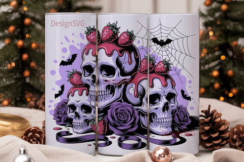 Strawberry Skull Goth 20oz Tumbler Wrap Sublimation DesignSVG 