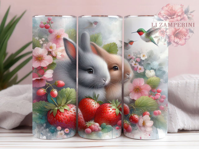 Strawberry Spring Easter Bunny Tumbler, Cute Bunny Tumbler, Fruit Bunny Wrap, Spring Bunny Wrap, Festive Easter Wrap, Sublimation Design, Trendy Gift Idea Sublimation Li Zamperini 