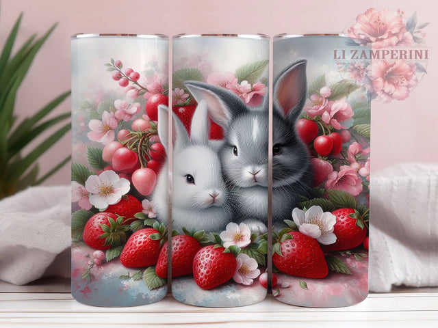 Strawberry Spring Easter Bunny Tumbler, Cute Bunny Tumbler, Fruit Bunny Wrap, Spring Bunny Wrap, Festive Easter Wrap, Sublimation Design, Trendy Gift Idea Sublimation Li Zamperini 