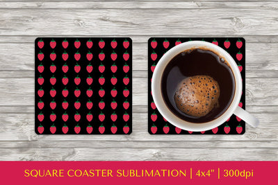 Strawberry square coaster sublimation. Summer coaster PNG 08 Sublimation LaBelezoka 