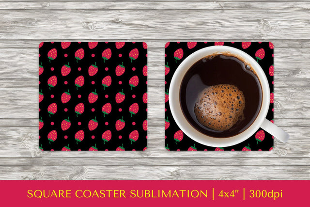 Strawberry square coaster sublimation. Summer coaster PNG 10 Sublimation LaBelezoka 