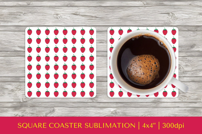 Strawberry square coaster sublimation. Summer coaster PNG Sublimation LaBelezoka 