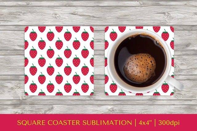 Strawberry square coaster sublimation. Summer coaster PNG Sublimation LaBelezoka 