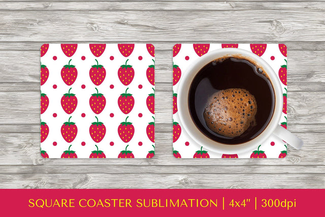 Strawberry square coaster sublimation. Summer coaster Sublimation LaBelezoka 