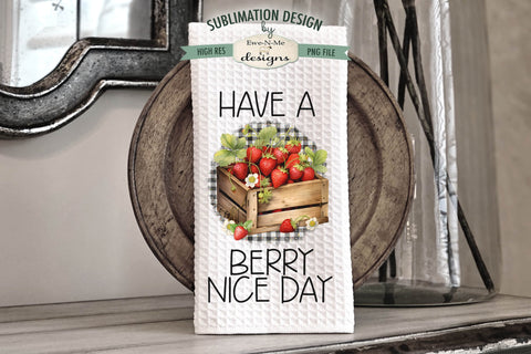 Strawberry Sublimation Kitchen Dish Towel Designs Sublimation Ewe-N-Me Designs 
