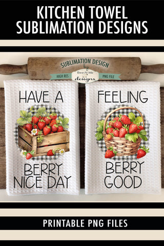 Strawberry Sublimation Kitchen Dish Towel Designs Sublimation Ewe-N-Me Designs 