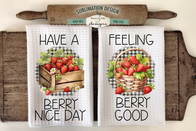 Strawberry Sublimation Kitchen Dish Towel Designs Sublimation Ewe-N-Me Designs 