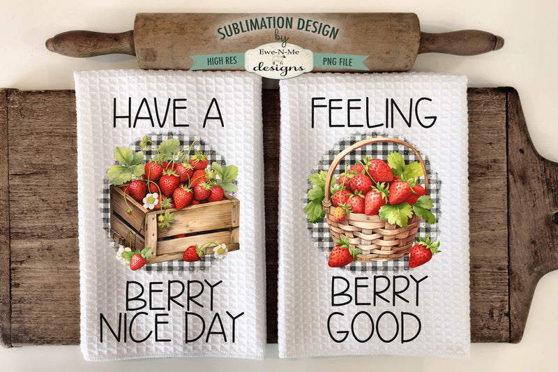 Strawberry Sublimation Kitchen Dish Towel Designs Sublimation Ewe-N-Me Designs 