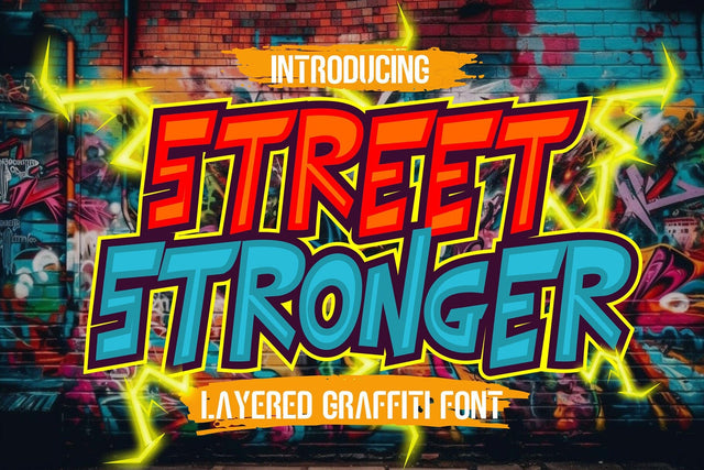 Street Stronger - Layered Graffiti font Font Mozzatype 