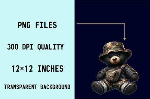 Streetwear Teddy Bear Black Sublimation Clipart Bundle Sublimation SVGArt 