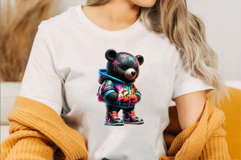 Streetwear Teddy Bear Black Sublimation Clipart Bundle Sublimation SVGArt 