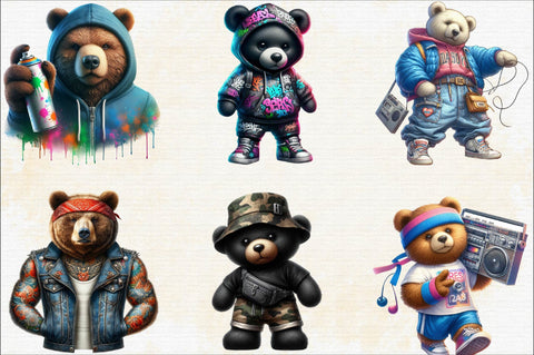 Streetwear Teddy Bear Black Sublimation SVGArt 