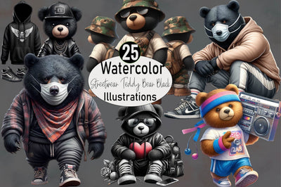 Streetwear Teddy Bear Black Sublimation SVGArt 