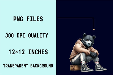 Streetwear Teddy Bear Black Sublimation SVGArt 