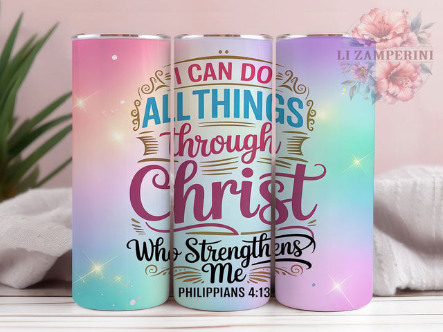 Strength & Faith Philippians 413 Tumbler, Bible Verse Tumbler, Faith Based Sublimation, Philippians 4 13 Tumbler, Inspirational Scripture Tumbler, Religious Gift Tumbler Sublimation Li Zamperini 