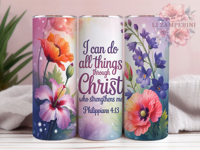 Strength & Grace Philippians Quote Tumbler, Christian Faith Tumbler, Bible Verse Design, Religious Scripture Gift, Christian Inspiration, Faith Motivation Cup, Scripture Quote Design Sublimation Li Zamperini 