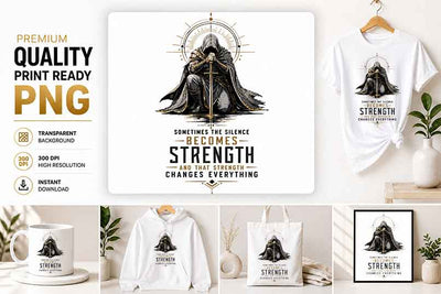 Strength PNG | Silent Warrior Motivational Sublimation Design SVG BillahCrafts 
