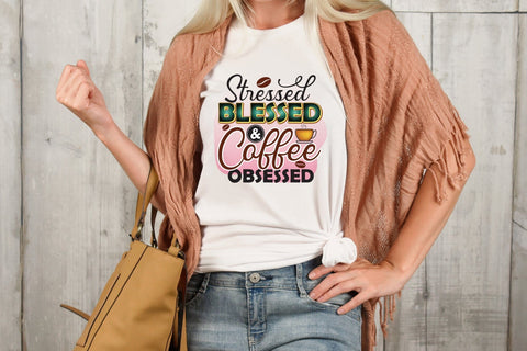 Stressed Blessed and Coffee Obsessed PNG Sublimation Sublimation CraftLabSVG 