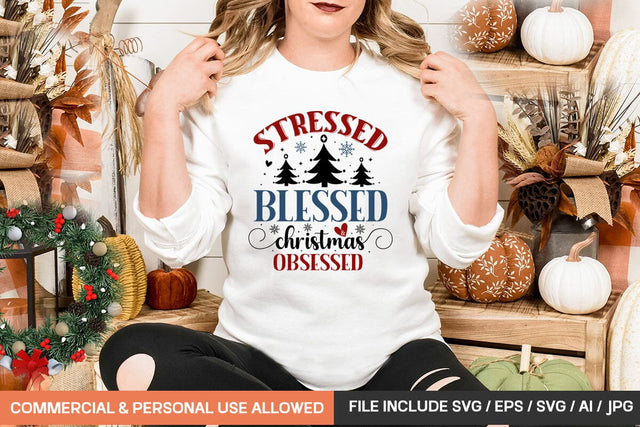 Stressed Blessed & Christmas Obsessed svg design SVG designmaster24 