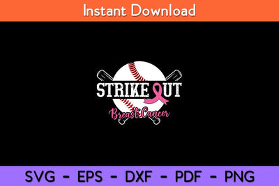 Strike Out Breast Cancer Baseball Breast Cancer Awareness Svg Design SVG artprintfile 