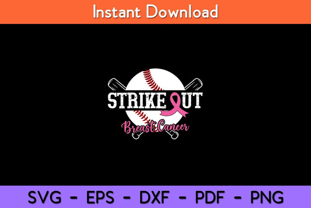 Strike Out Breast Cancer Baseball Breast Cancer Awareness Svg Design SVG artprintfile 