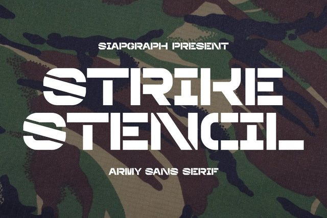 Strike Stencil - Army Sans Serif Font (Tanpa Texture) Font Masyafi Studio 