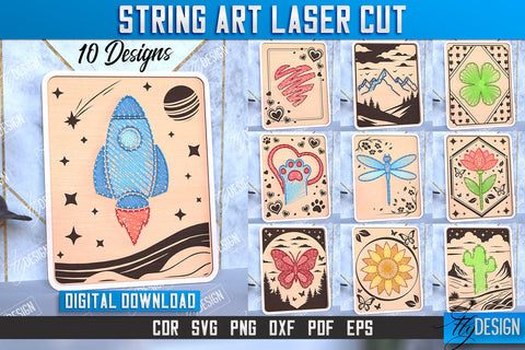 String Art Laser Cut Bundle | Handmade Gifts | Paintings Threads | CNC File SVG Fly Design 