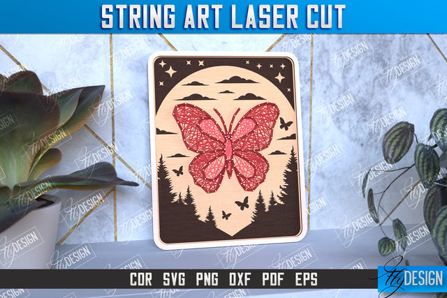 String Art Laser Cut | Handmade Gifts | Paintings Threads | Butterfly Design | CNC File SVG Fly Design 