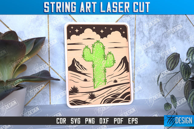 String Art Laser Cut | Handmade Gifts | Paintings Threads | Cactus Design | CNC File SVG Fly Design 