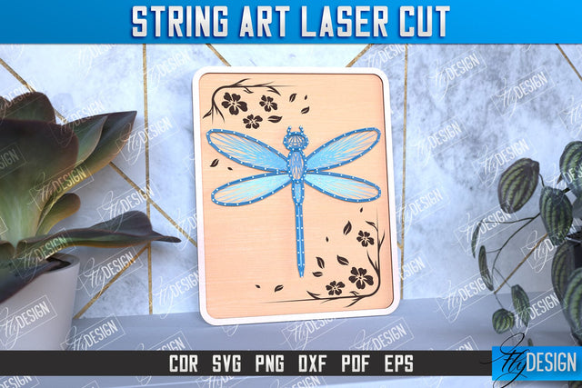 String Art Laser Cut | Handmade Gifts | Paintings Threads | Dragonfly Design | CNC File SVG Fly Design 