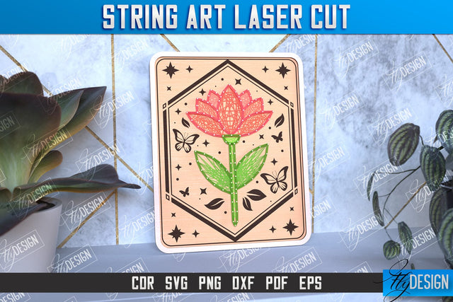 String Art Laser Cut | Handmade Gifts | Paintings Threads | Flower Design | CNC File SVG Fly Design 
