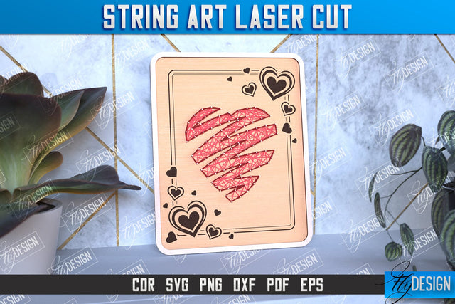 String Art Laser Cut | Handmade Gifts | Paintings Threads | Heart Design | CNC File SVG Fly Design 