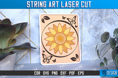 String Art Laser Cut | Handmade Gifts | Paintings Threads | Sunflower Design | CNC File SVG Fly Design 