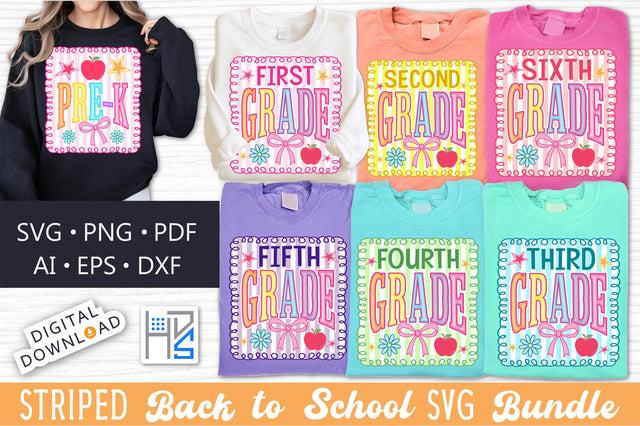 Striped Back to School SVG Bundle SVG SVG Studio 