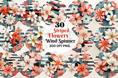 Striped Flowers Wind Spinner Bundle Sublimation Regulrcrative 