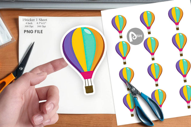 Striped Hot Air Balloon Sticker Sublimation artnoy 