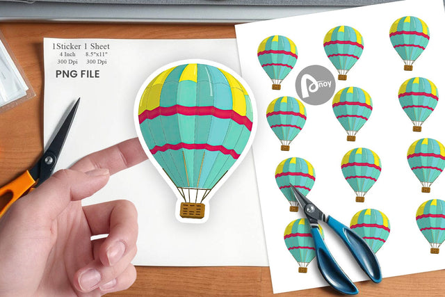 Striped Hot Air Balloon Sticker Sublimation artnoy 
