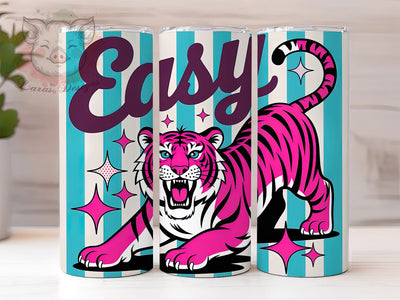 Striped Pink Tiger 20oz Tumbler Wrap, Pink Tiger, Easy Quote, Funny Animal, Playful Illustration, 20oz Tumbler Wrap, Sublimation PNG Sublimation Lara' s Designs 